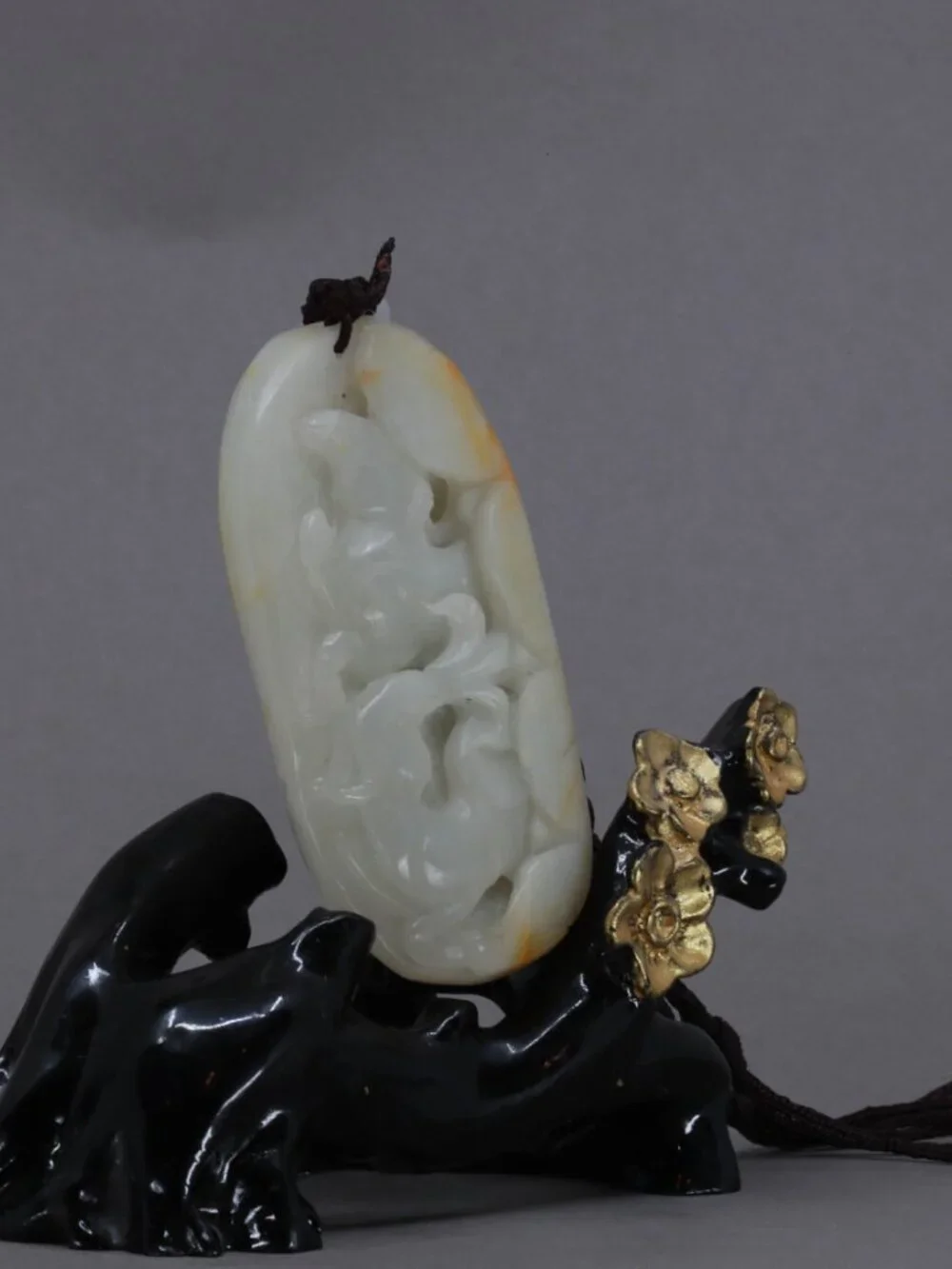 Chinese Hetian Jade Pendant w Ram & Ruyi